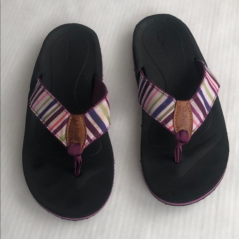 L.L.Bean Women’s Classic Maine Isle Striped Flip Flops Size 10